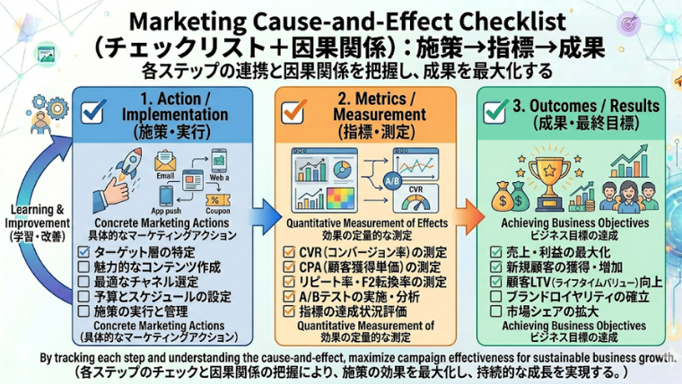 図解（チェックリスト＋因果関係）：施策→指標→成果