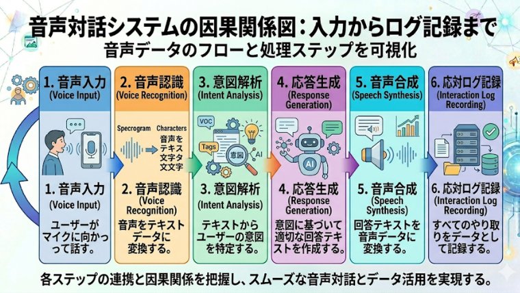 ※図解候補（因果関係）：音声入力→音声認識→意図解析→応答生成→音声合成→応対ログ記録
